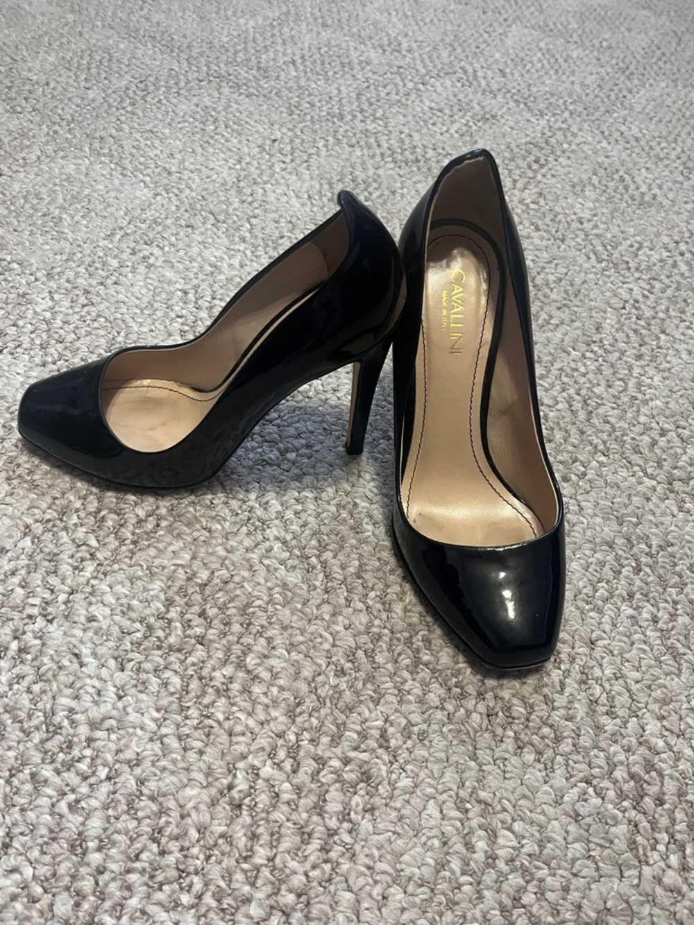 Cavalini Black Patent Pointed-Toe Stiletto Pumps